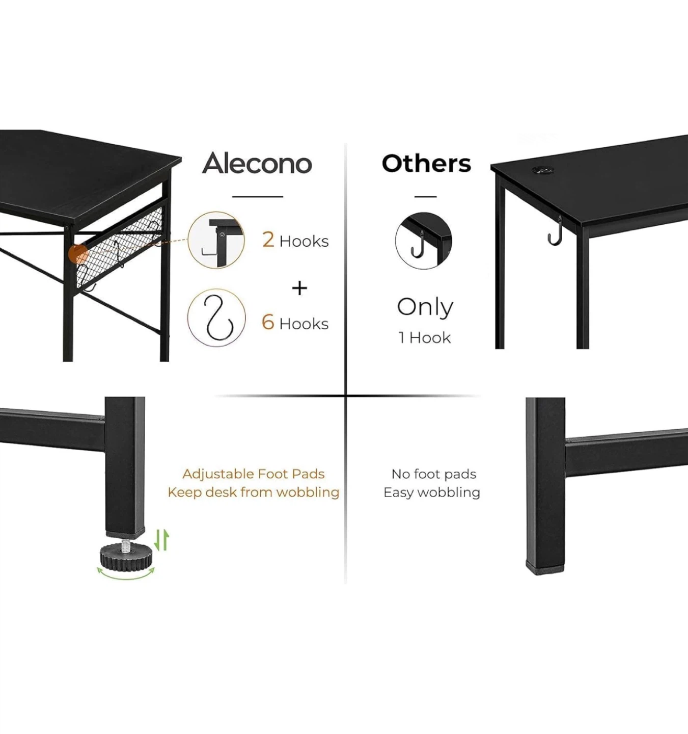 Alecono Black Computer Desk - photo 2