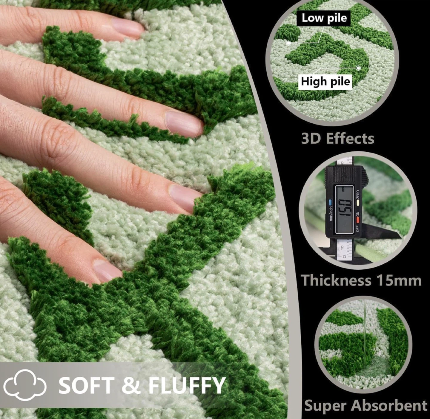 Bath Mat - Soft & Fluffy with Non-Slip TPR Backing - photo 5