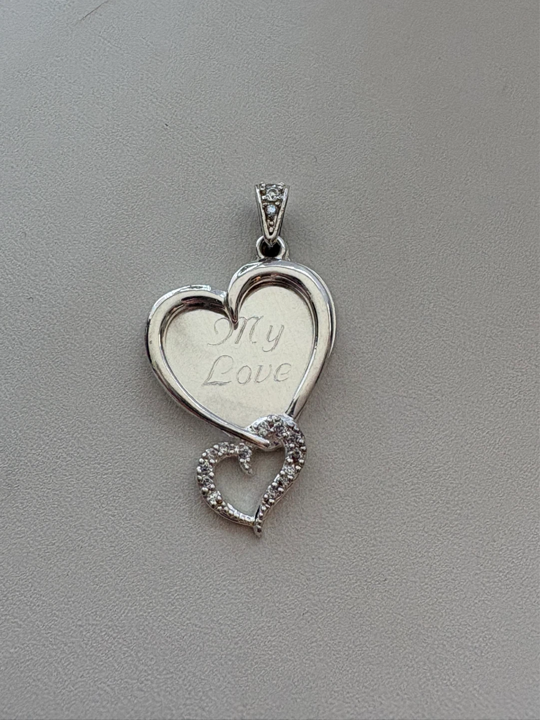 Heart Pendant "My Love" with Stones