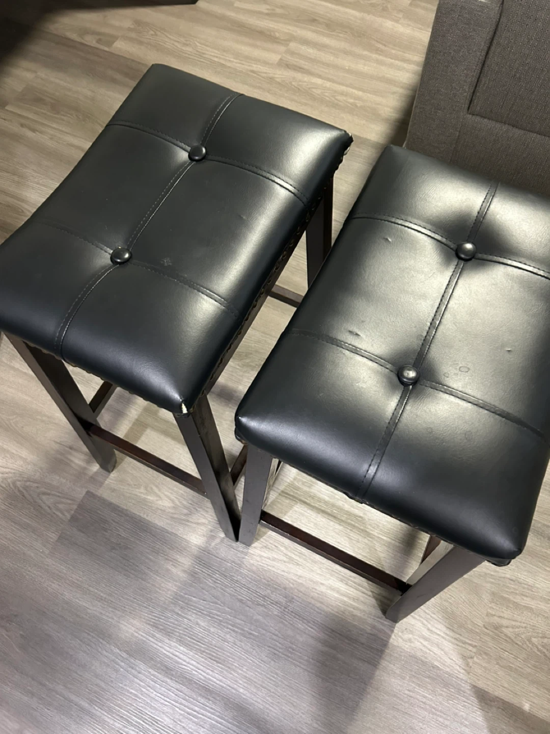 Set of 2 Black Faux Leather Bar Stools - photo 3