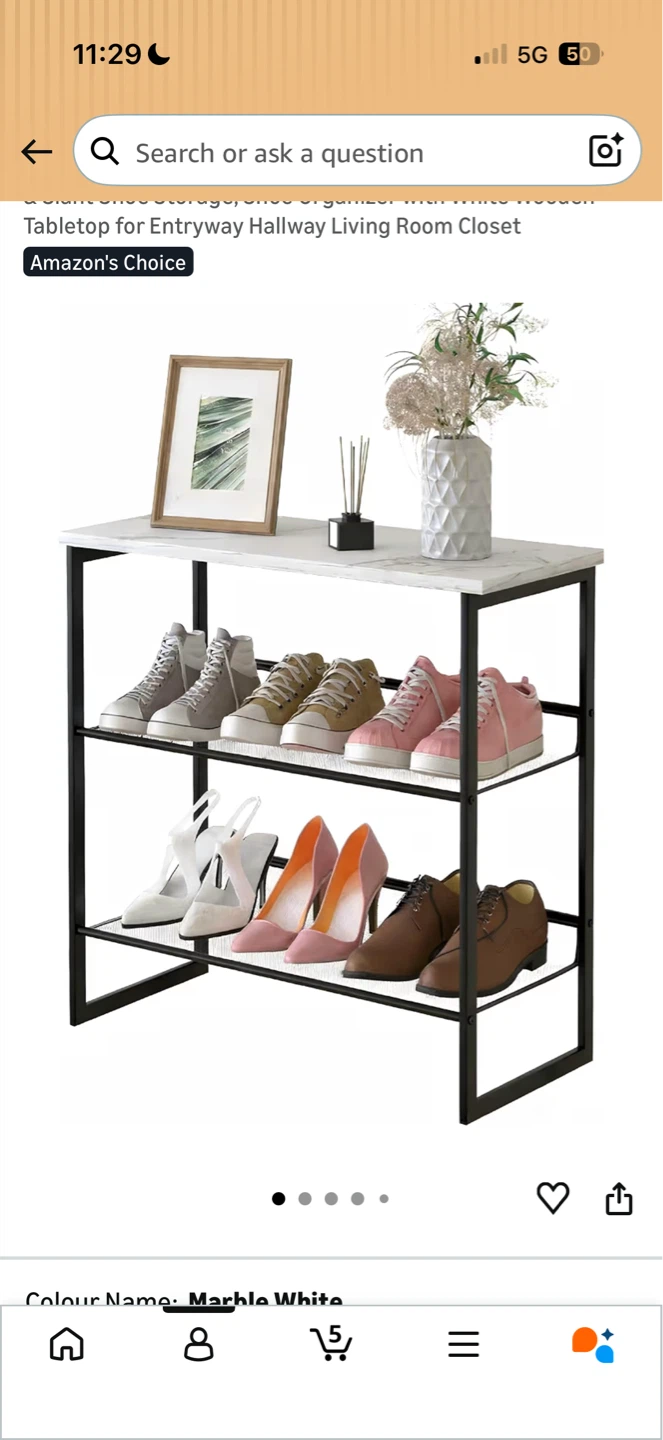 2-Tier Shoe Rack with Marble White Top - photo 2