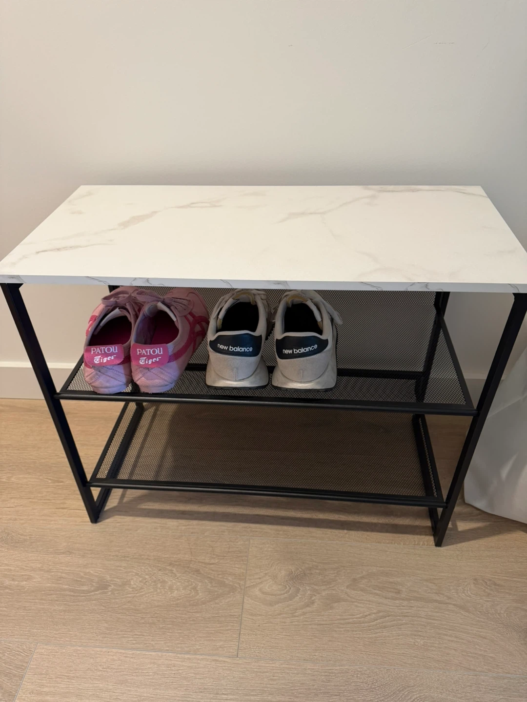 2-Tier Shoe Rack with Marble White Top