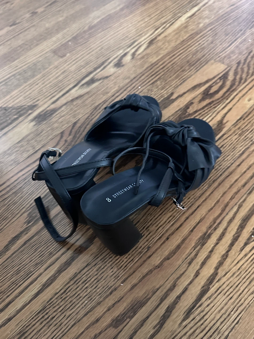 Black Block Heel Sandals Size 8 - photo 2