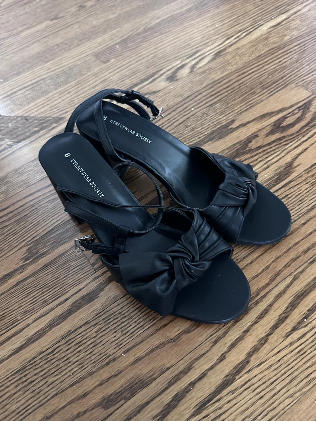 Black Block Heel Sandals Size 8