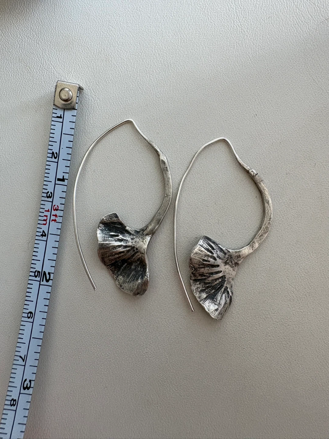 Vintage Ginkgo Leaf Dangle Earrings - photo 2