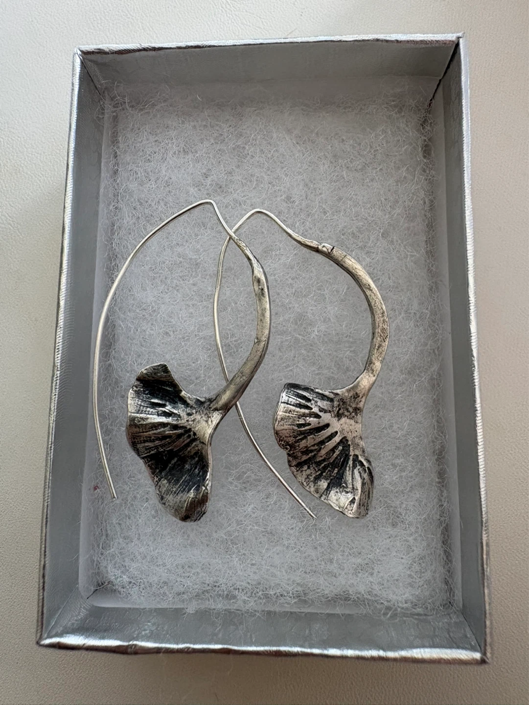 Vintage Ginkgo Leaf Dangle Earrings - photo 3