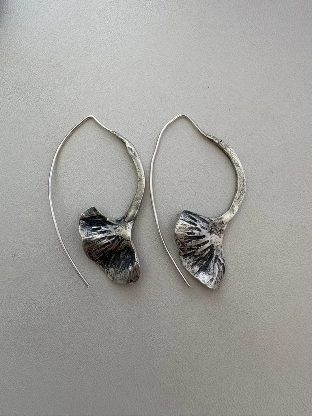 Vintage Ginkgo Leaf Dangle Earrings