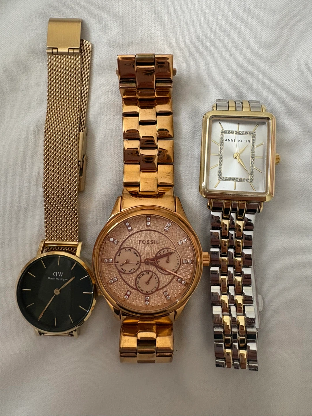3 Ladies Watches: Daniel Wellington, Fossil, Anne Klein