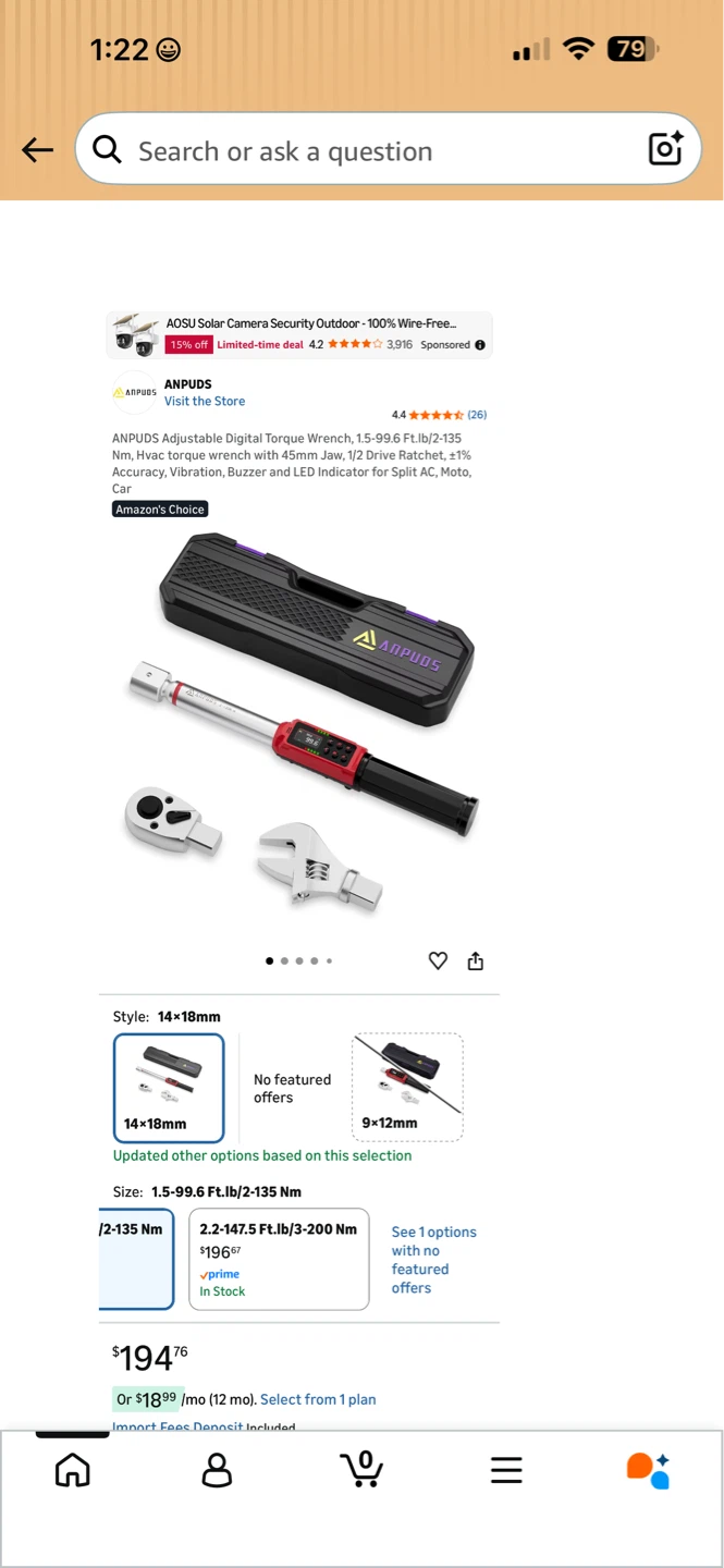 ANPUDOS Adjustable Digital Torque Wrench Set 14x18mm