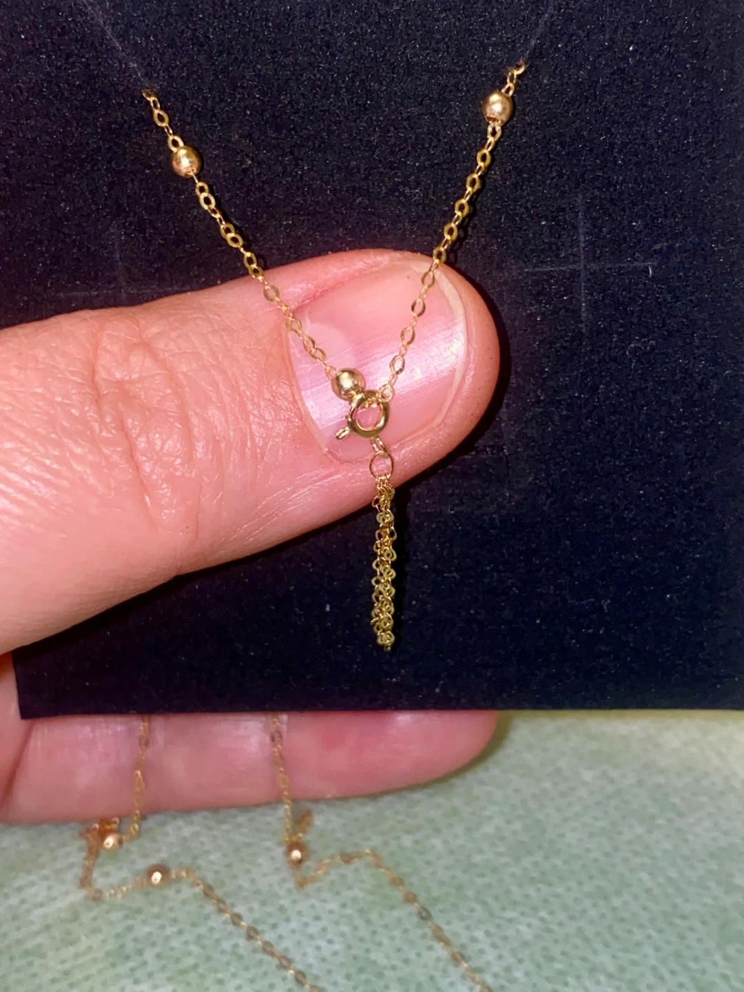 18K  Gold Beaded Chain Necklace with Tassel - photo 2