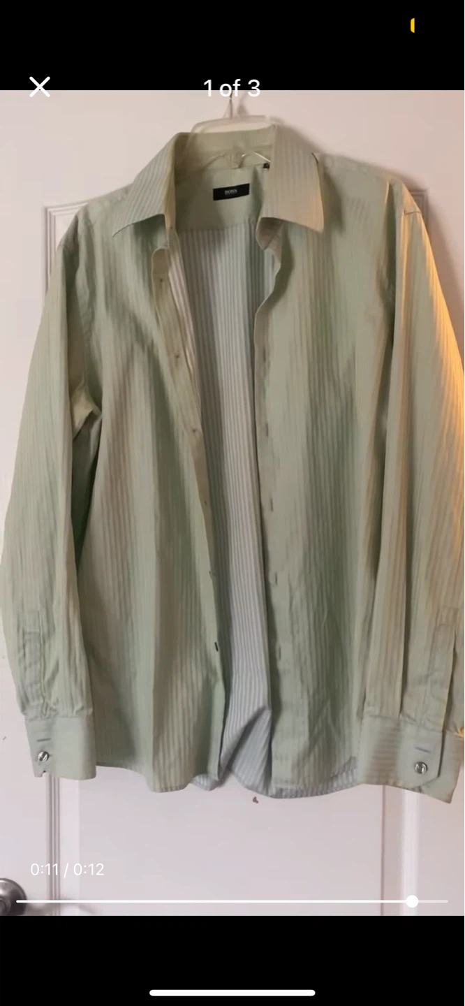 BOSS Hugo Boss Striped Button-Up Shirt - Size 43/17