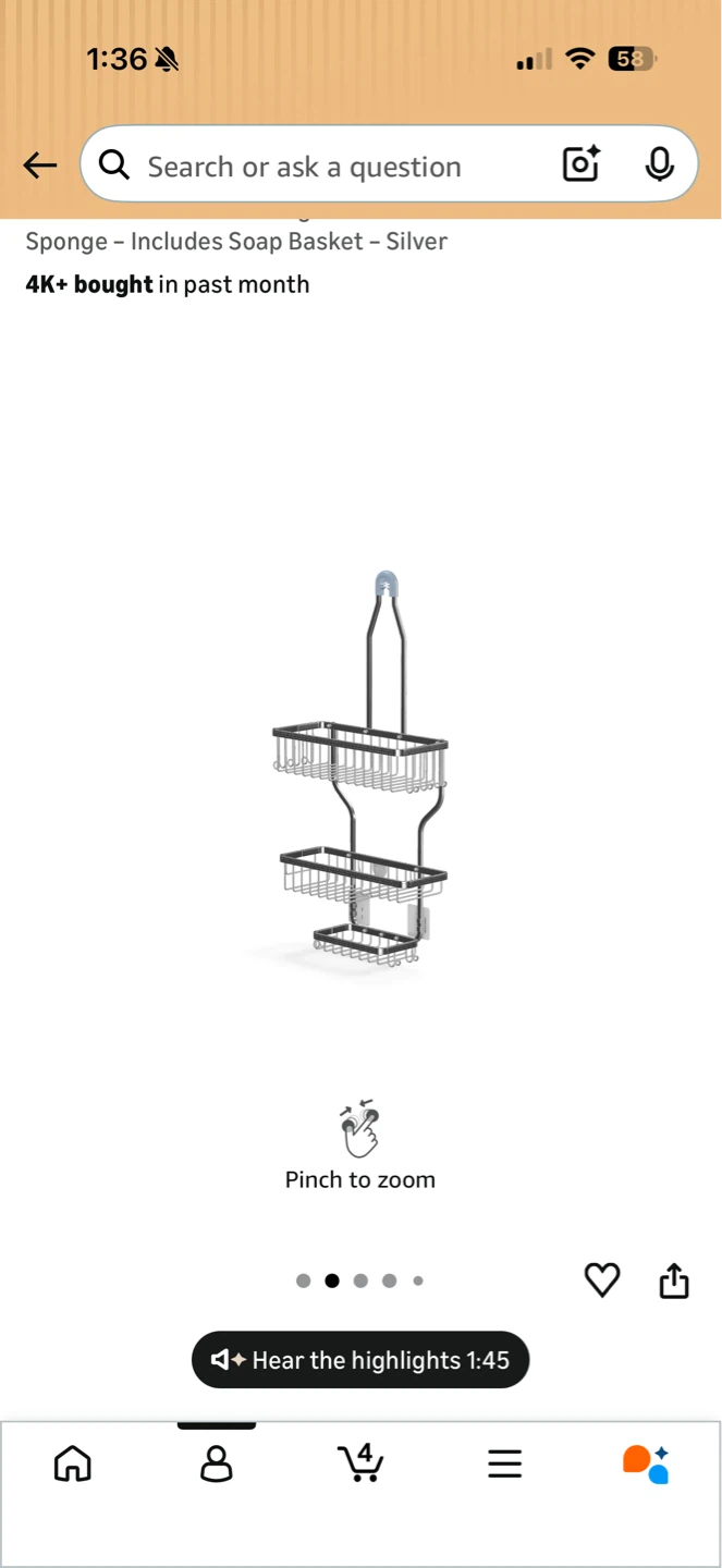 Extendable Shower Caddy overhead - photo 3