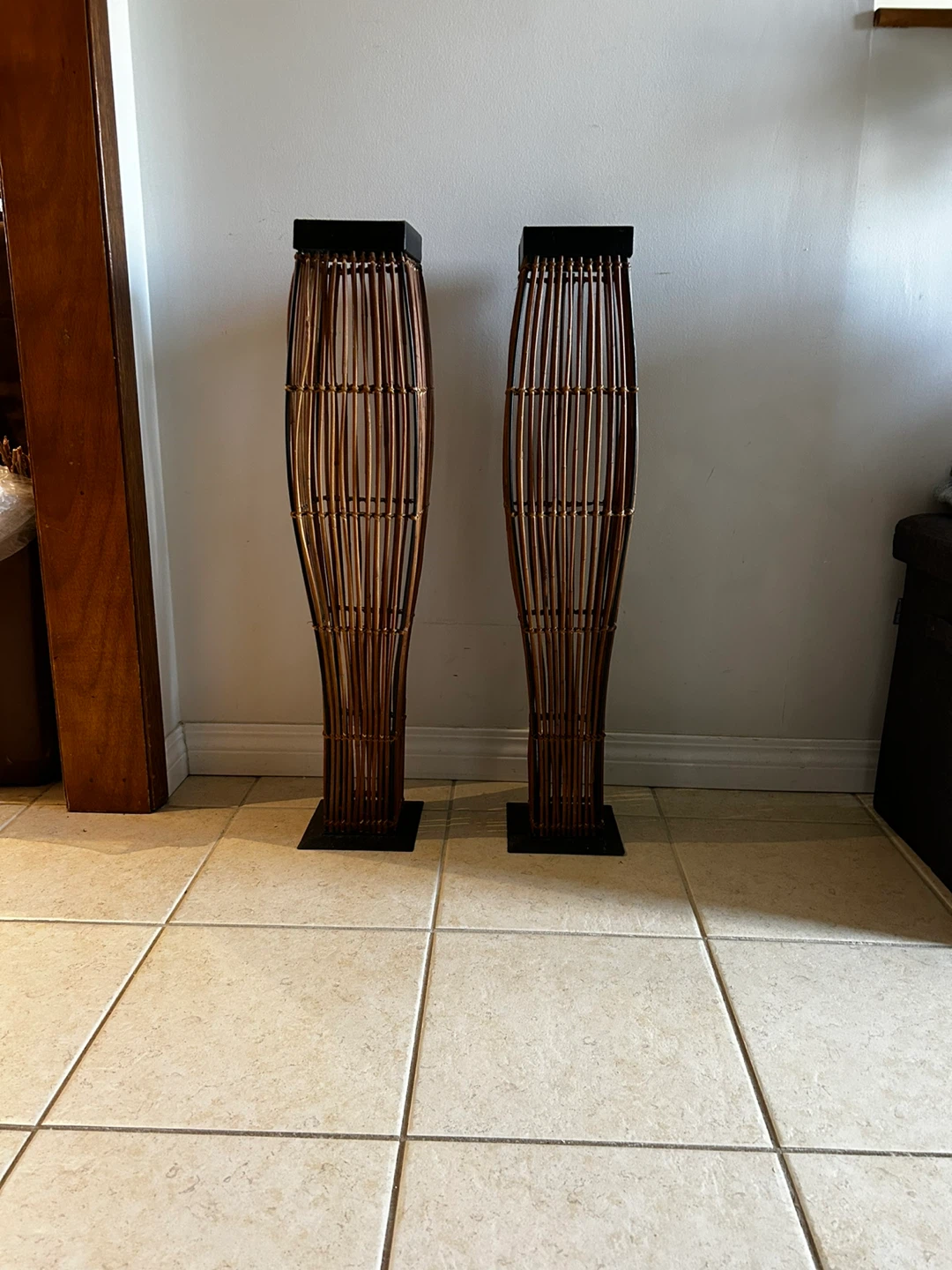Set of 2 Tall Bamboo Floor  Vases - photo 2