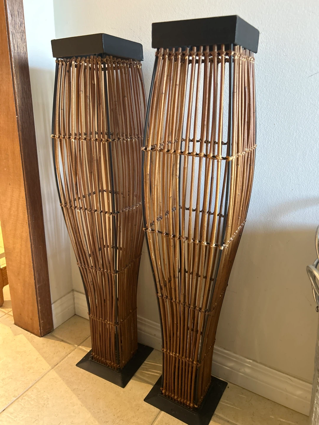 Set of 2 Tall Bamboo Floor  Vases - photo 3