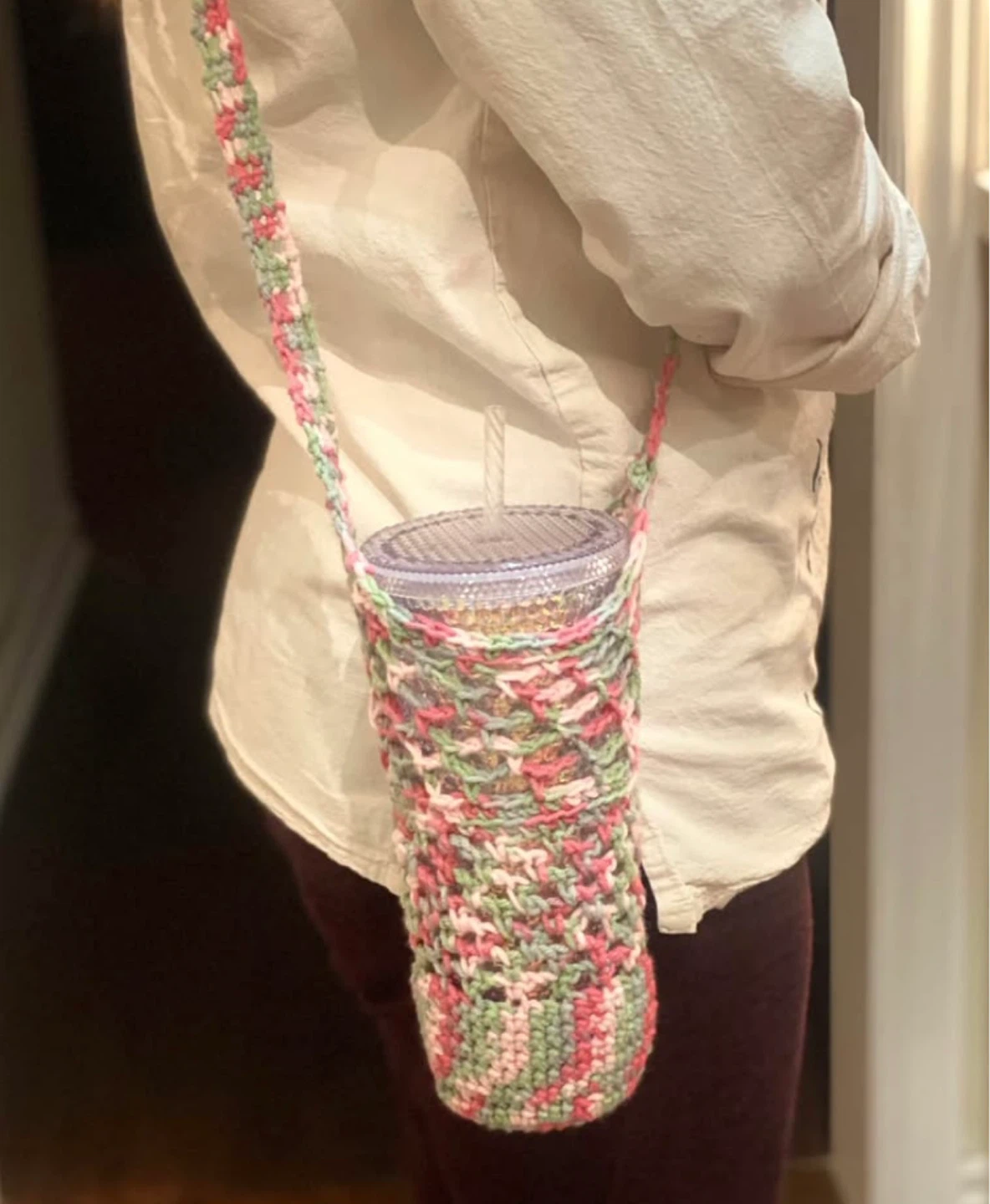 Handmade Crocheted Bottle Holder Bag - photo 3