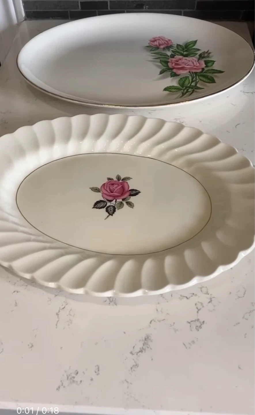 2 vintage Rose platters