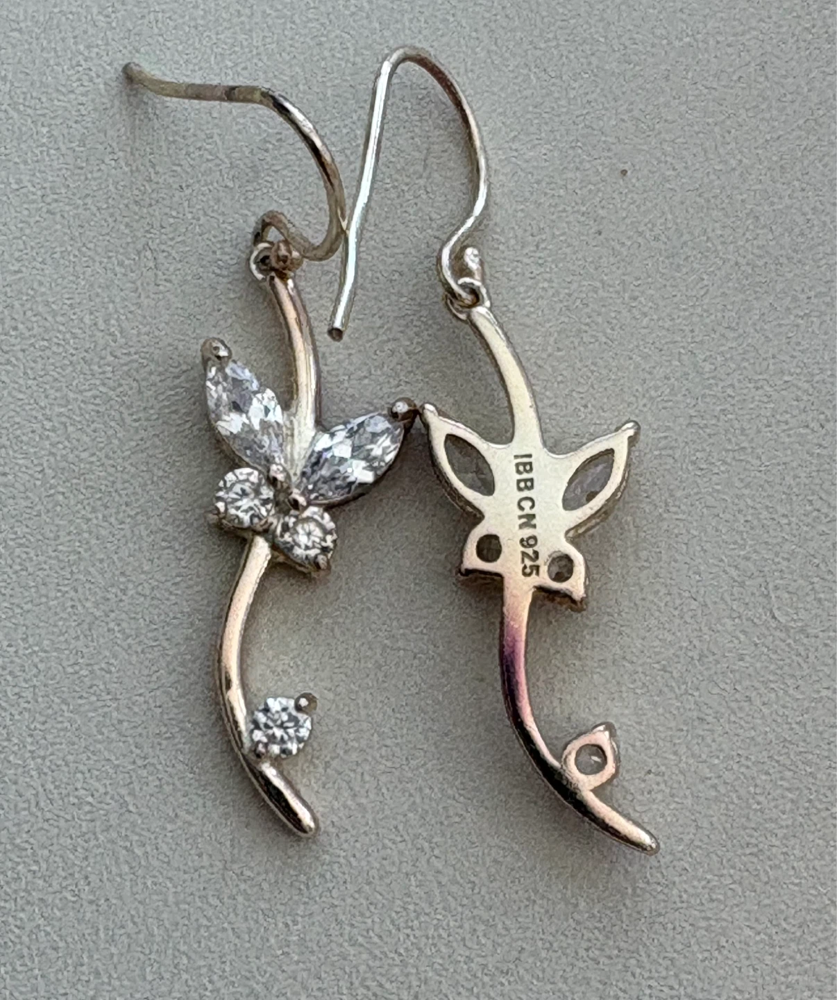 IBBCK 925 Sterling Silver Butterfly Earrings with Cubic Zirconia - photo 4