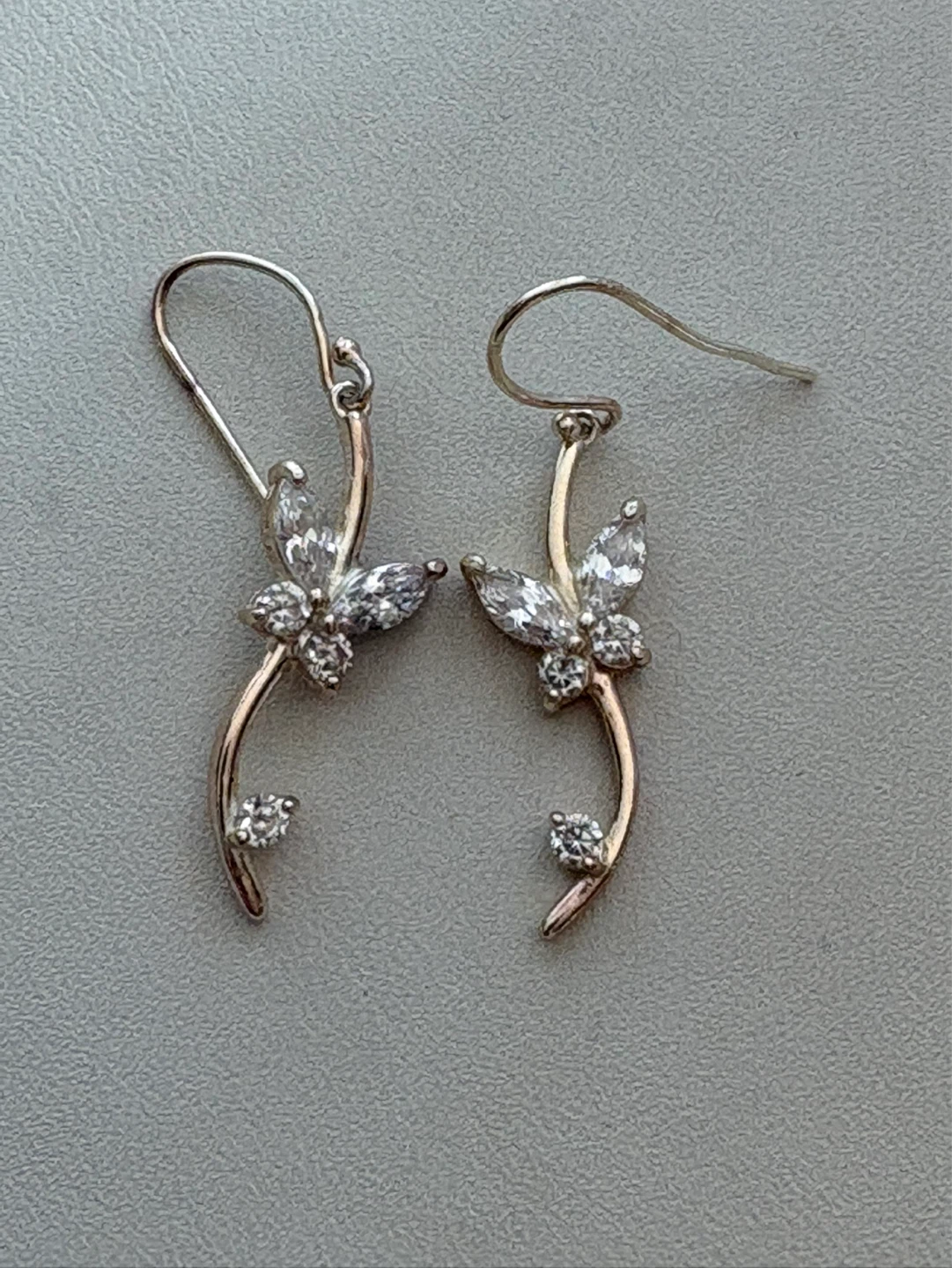 IBBCK 925 Sterling Silver Butterfly Earrings with Cubic Zirconia - photo 2