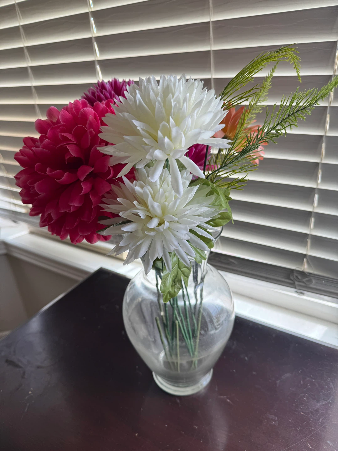 Artificial Flowers in Glass Vase