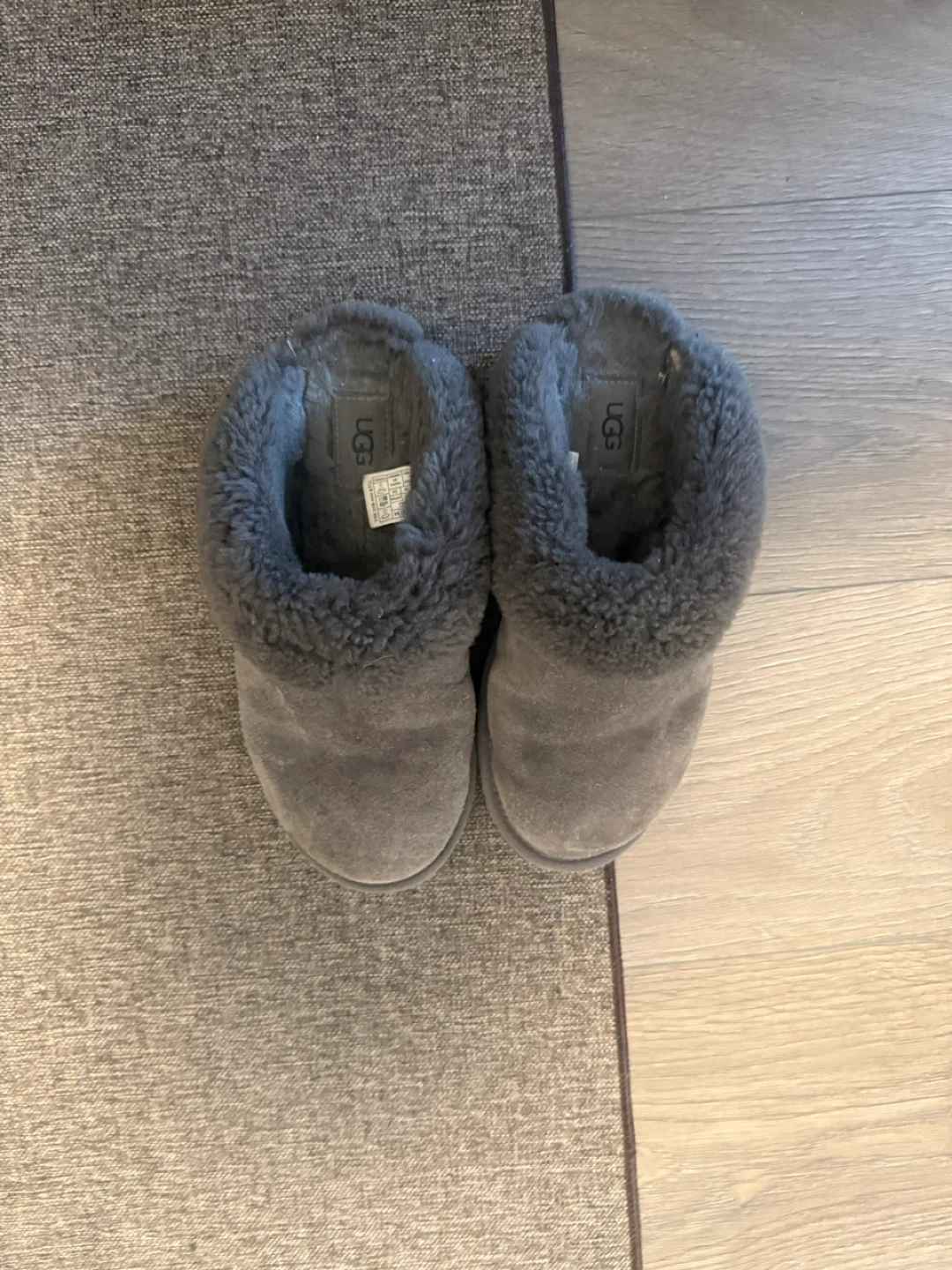 Ugg Grey Suede and Shearling Slippers