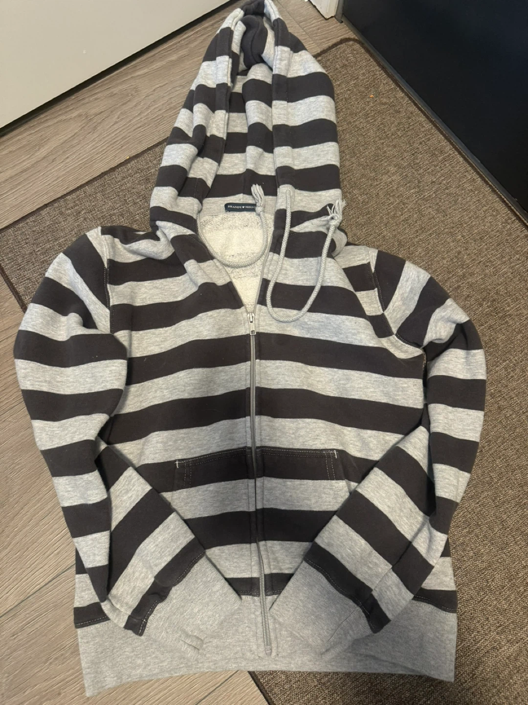 Brandy Melville Striped Zip-Up Hoodie