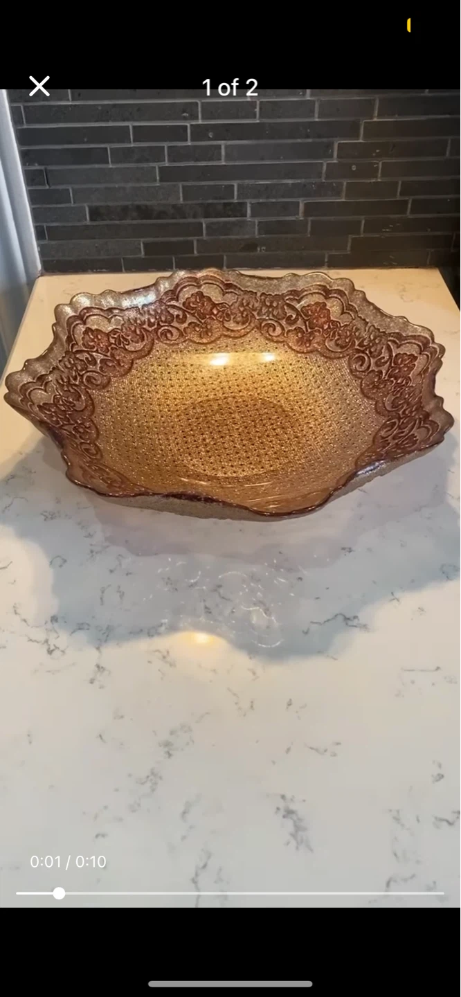 Decorative pink/Gold Glass Serving Bowl - photo 2