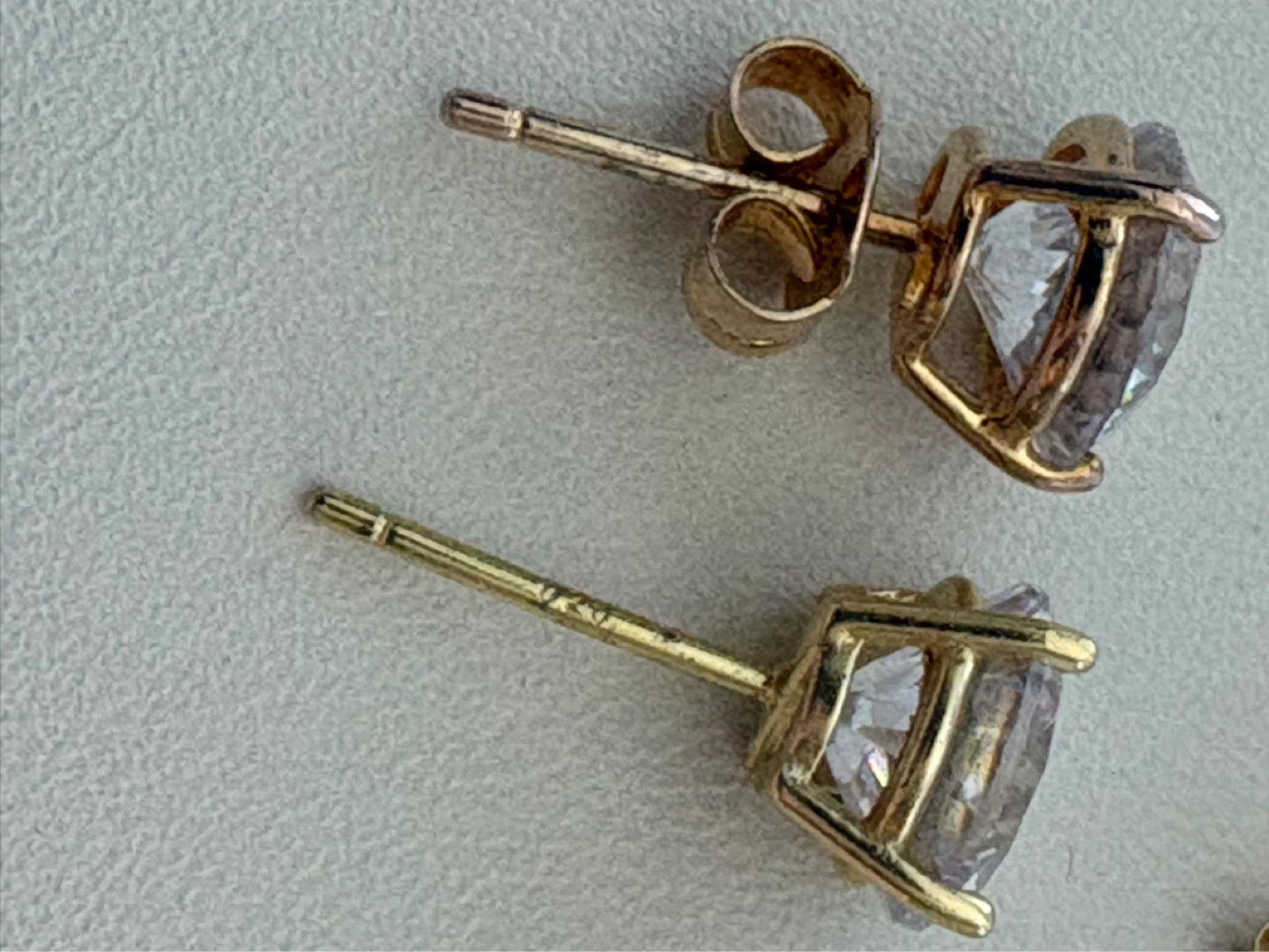 925 Gold plated Stud Earrings with Clear Stones - photo 4