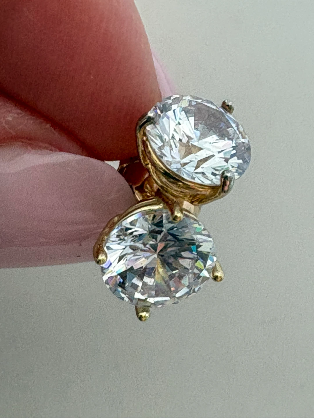 925 Gold plated Stud Earrings with Clear Stones