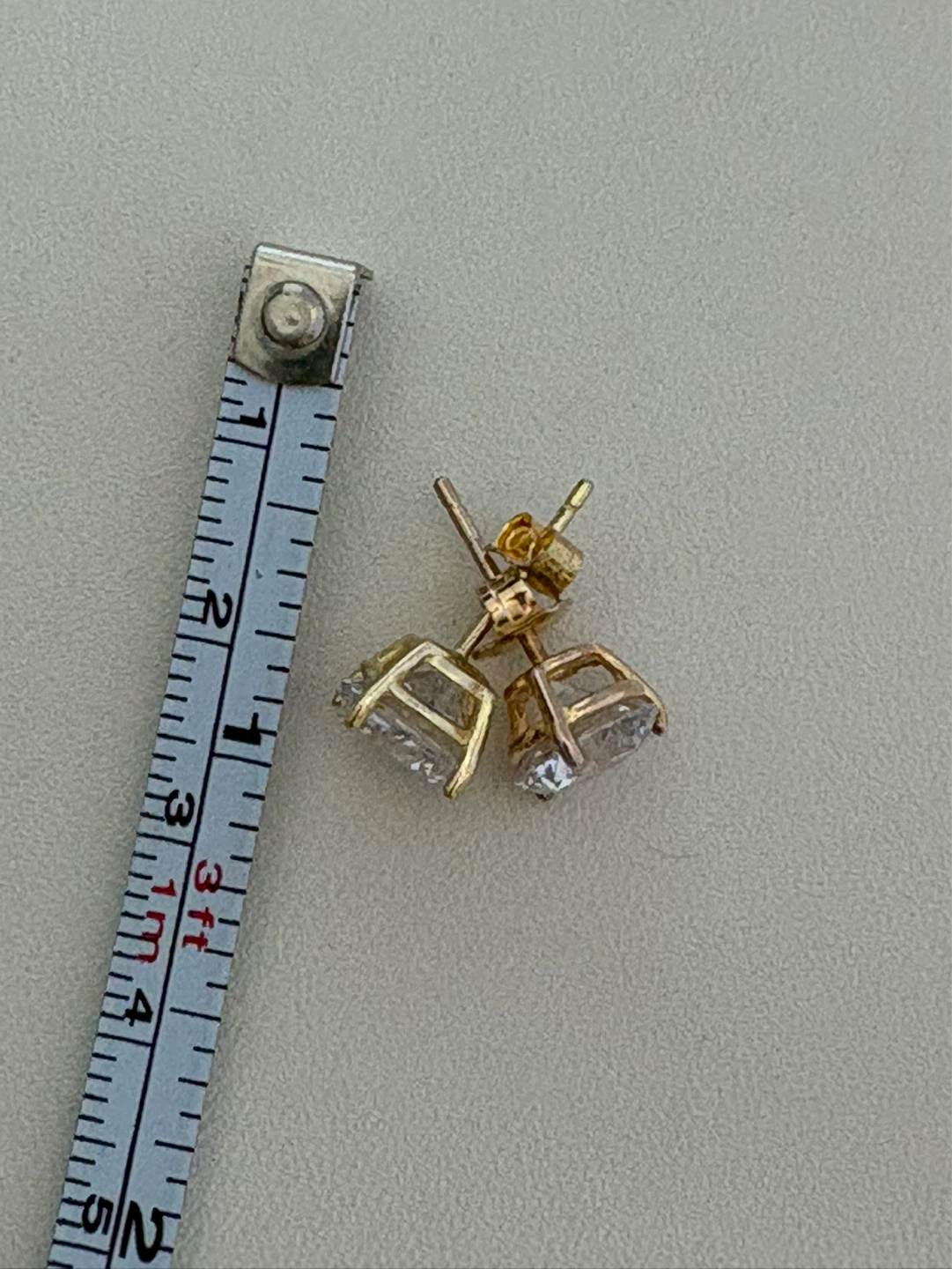 925 Gold plated Stud Earrings with Clear Stones - photo 3