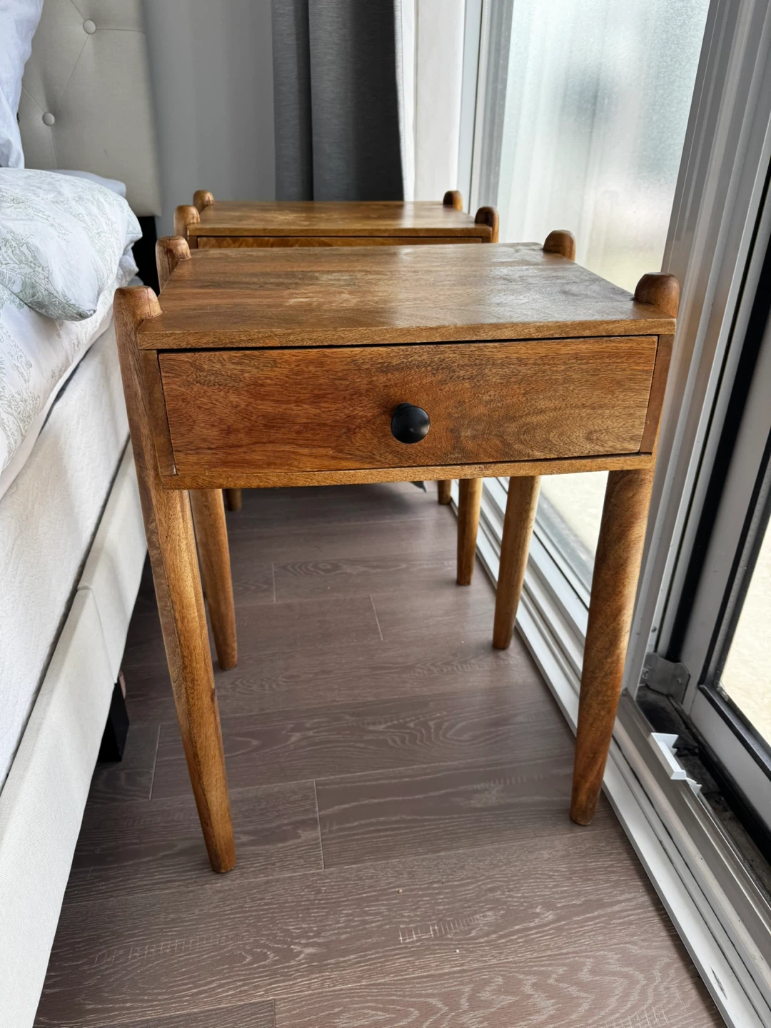 Set of 2 Wooden Nightstands with Drawer - photo 4