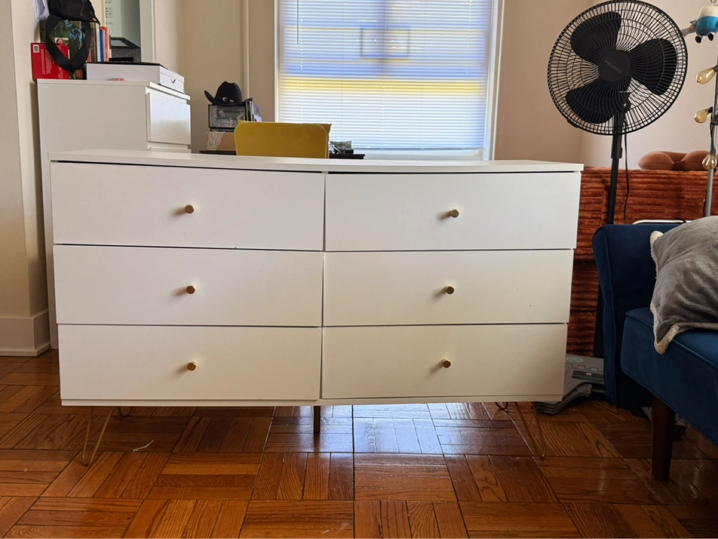 White 6-Drawer Dresser with Gold Legs - photo 2