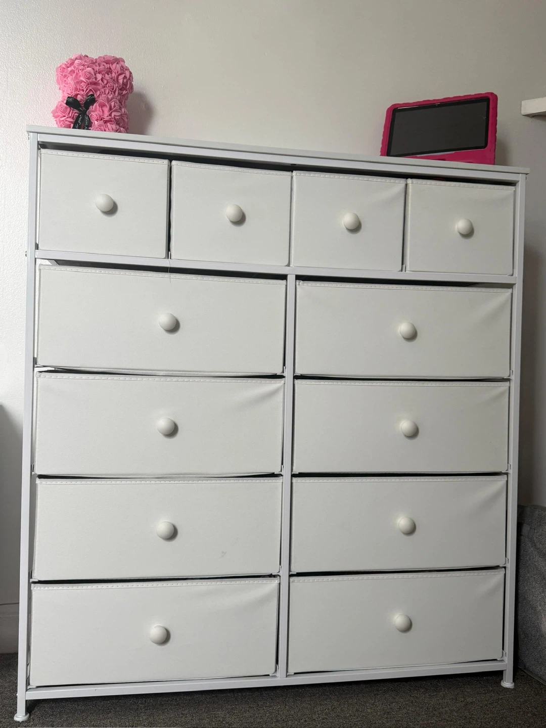 White 10-Drawer Fabric Dresser