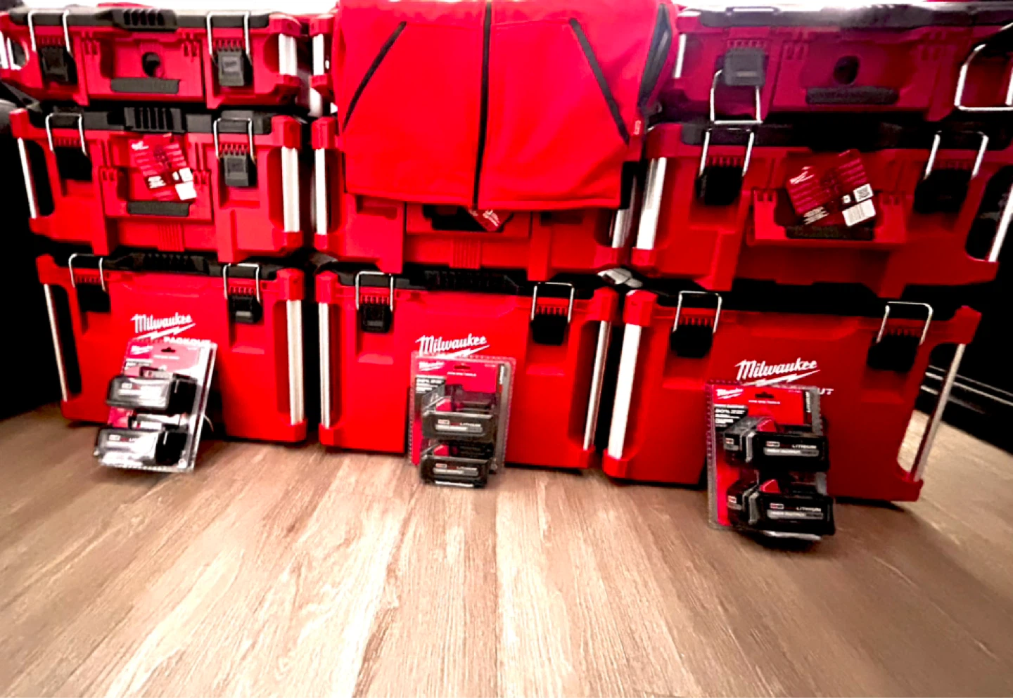 2 Milwaukee Packout Boxes and 3 M18 Lithium Ion Battery Packs - photo 5