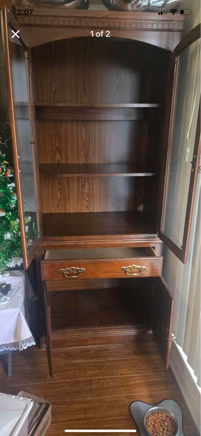 Wooden China Cabinet with Glass Doors