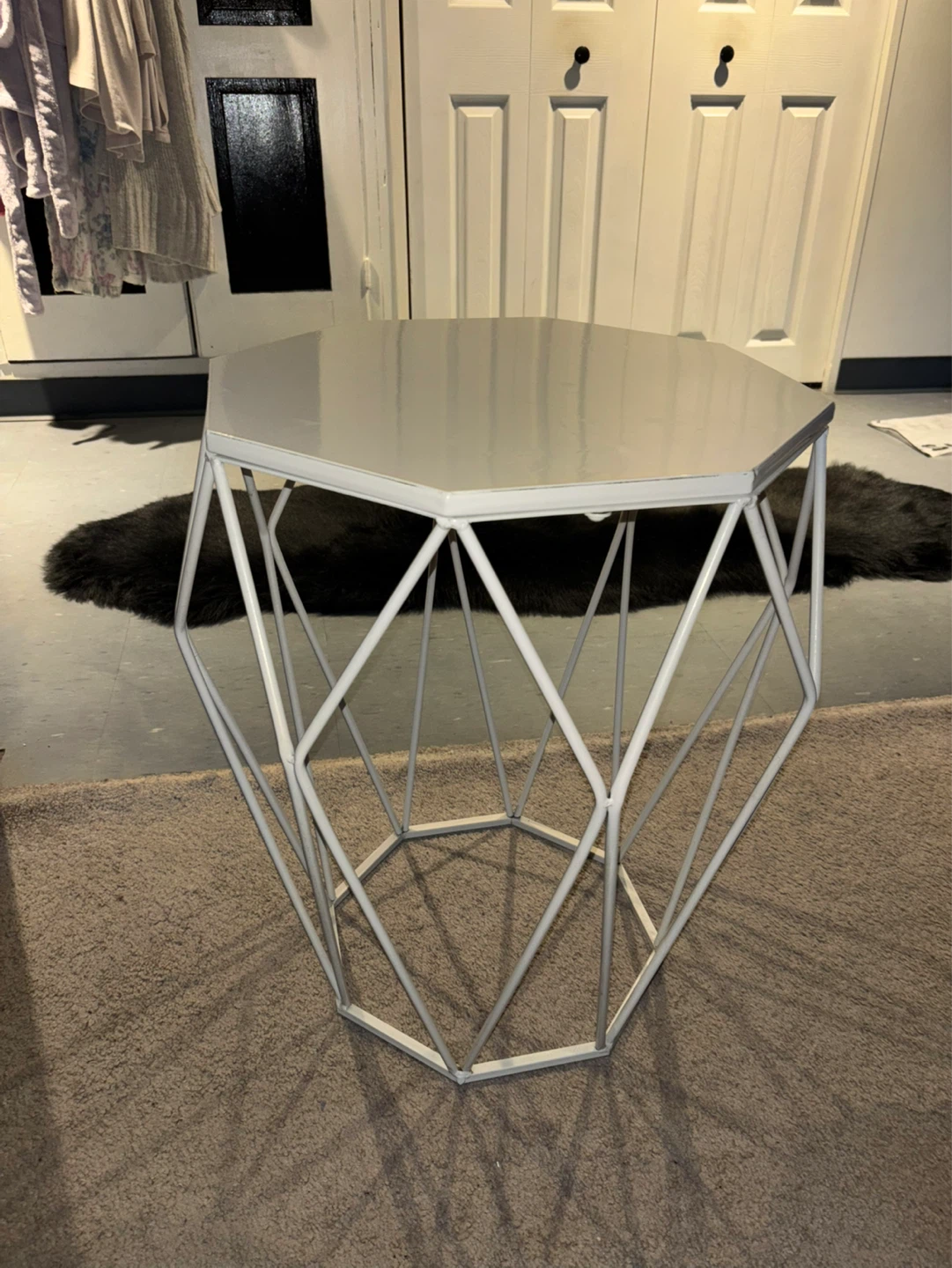 White Geometric Side Table