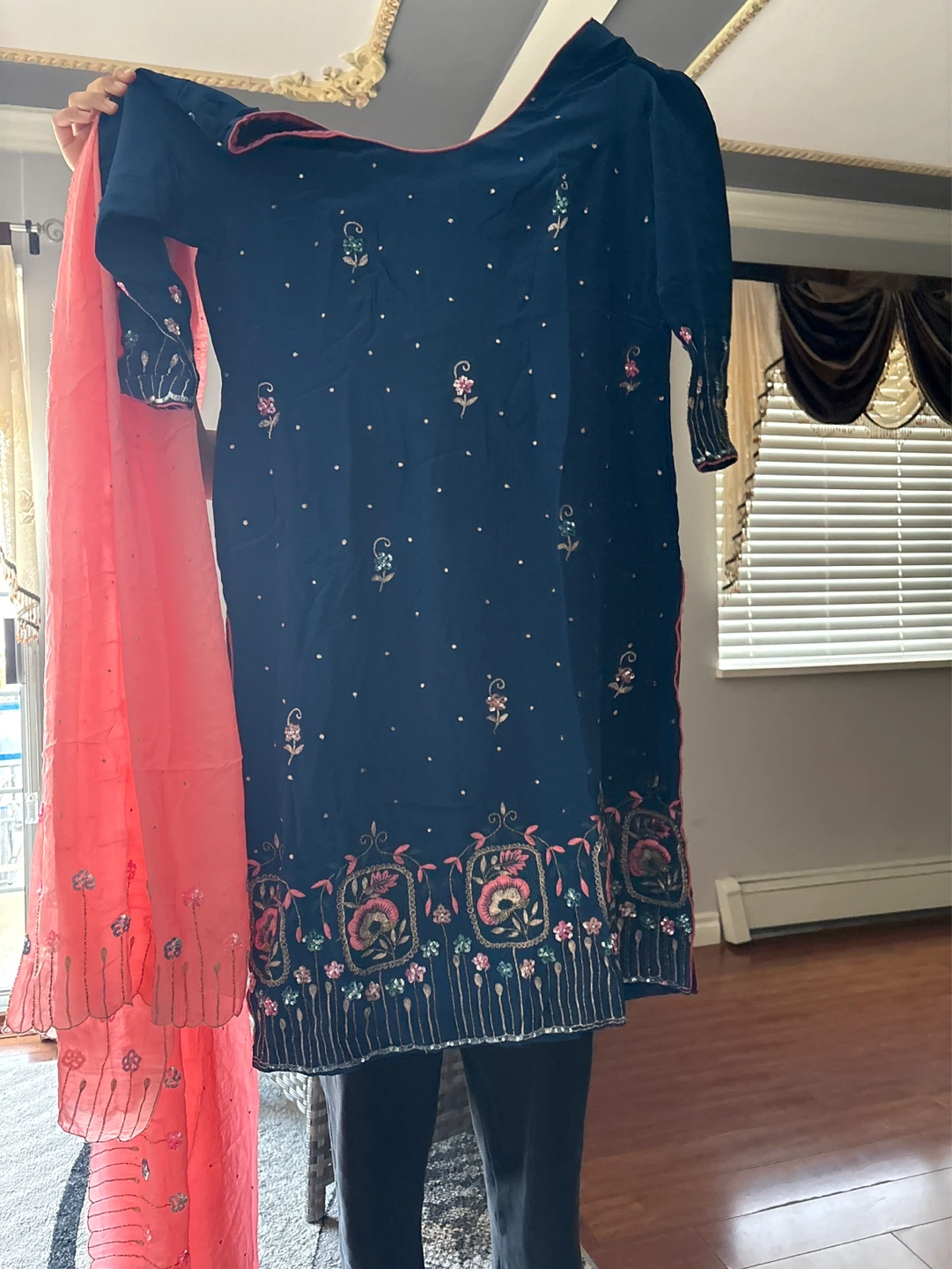 Embroidered Indian Suit Set with Dupatta