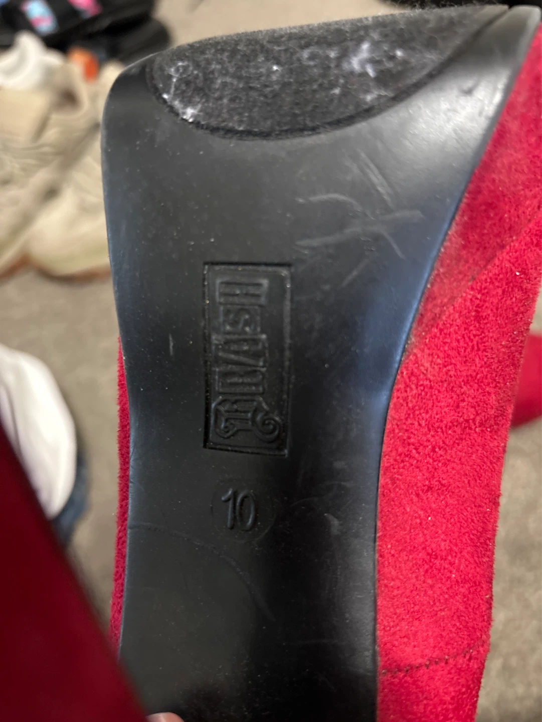 Red Suede Platform Heels - photo 2