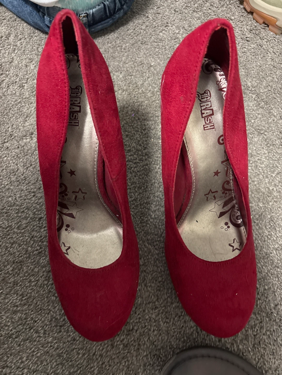 Red Suede Platform Heels - photo 3