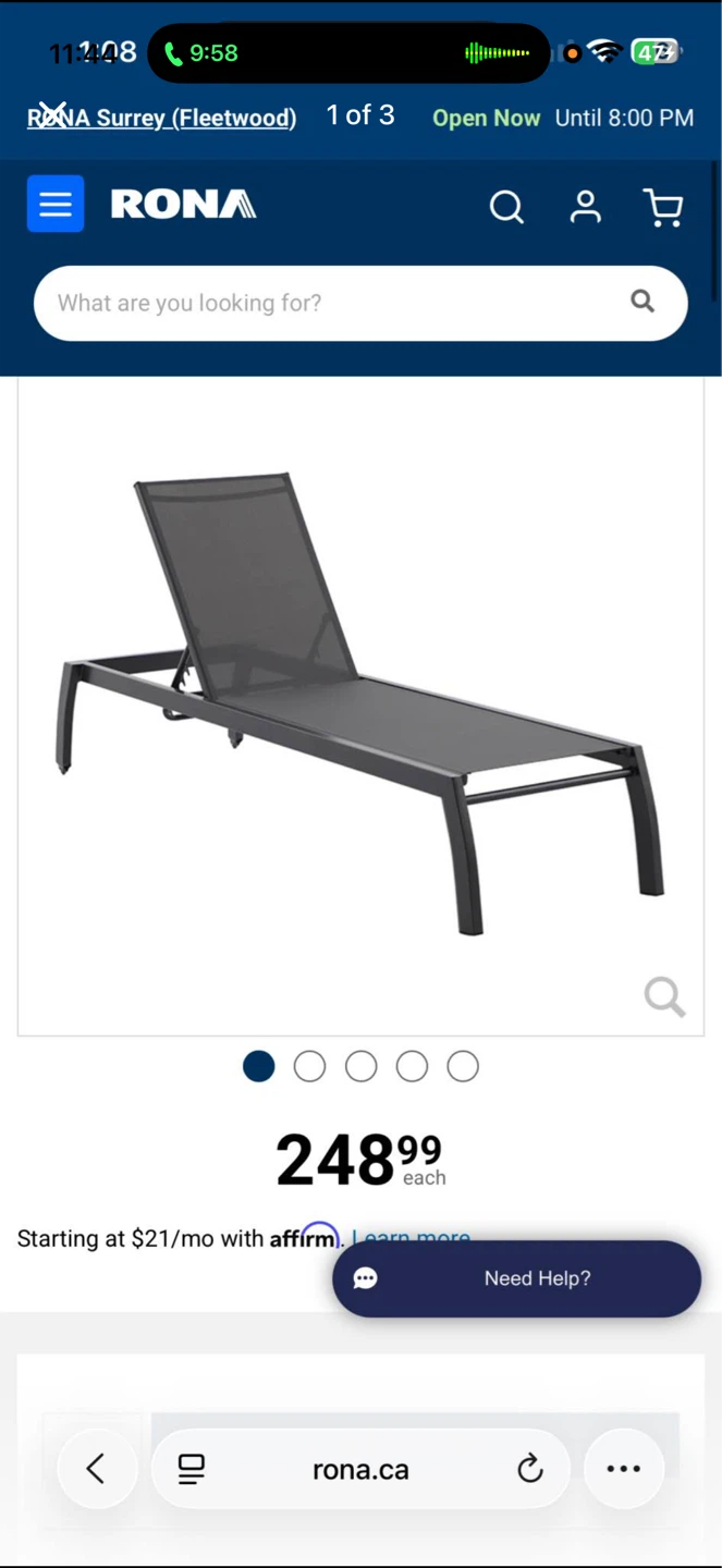 Outdoor Chaise Lounge Chair - Grey/Black