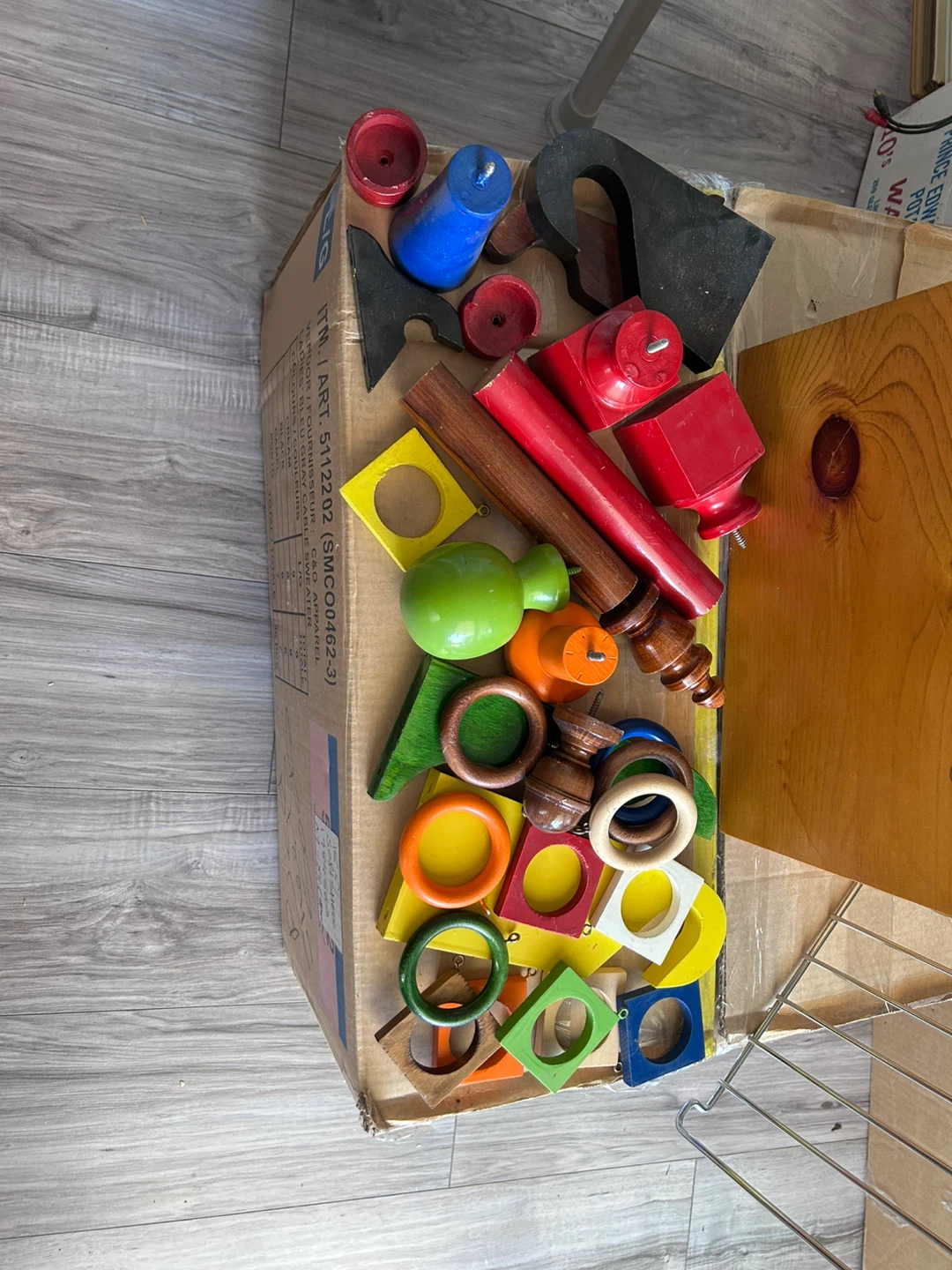 Mixed wooden and  building blocks and shapes