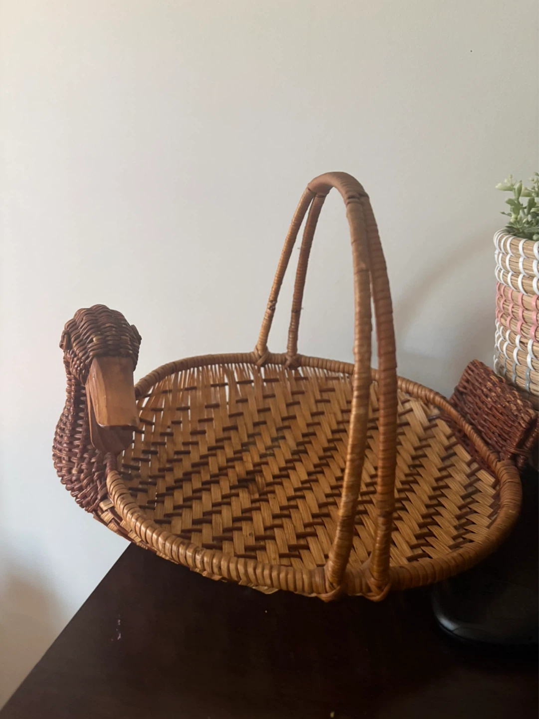 Wicker Duck Basket with Wooden Beak