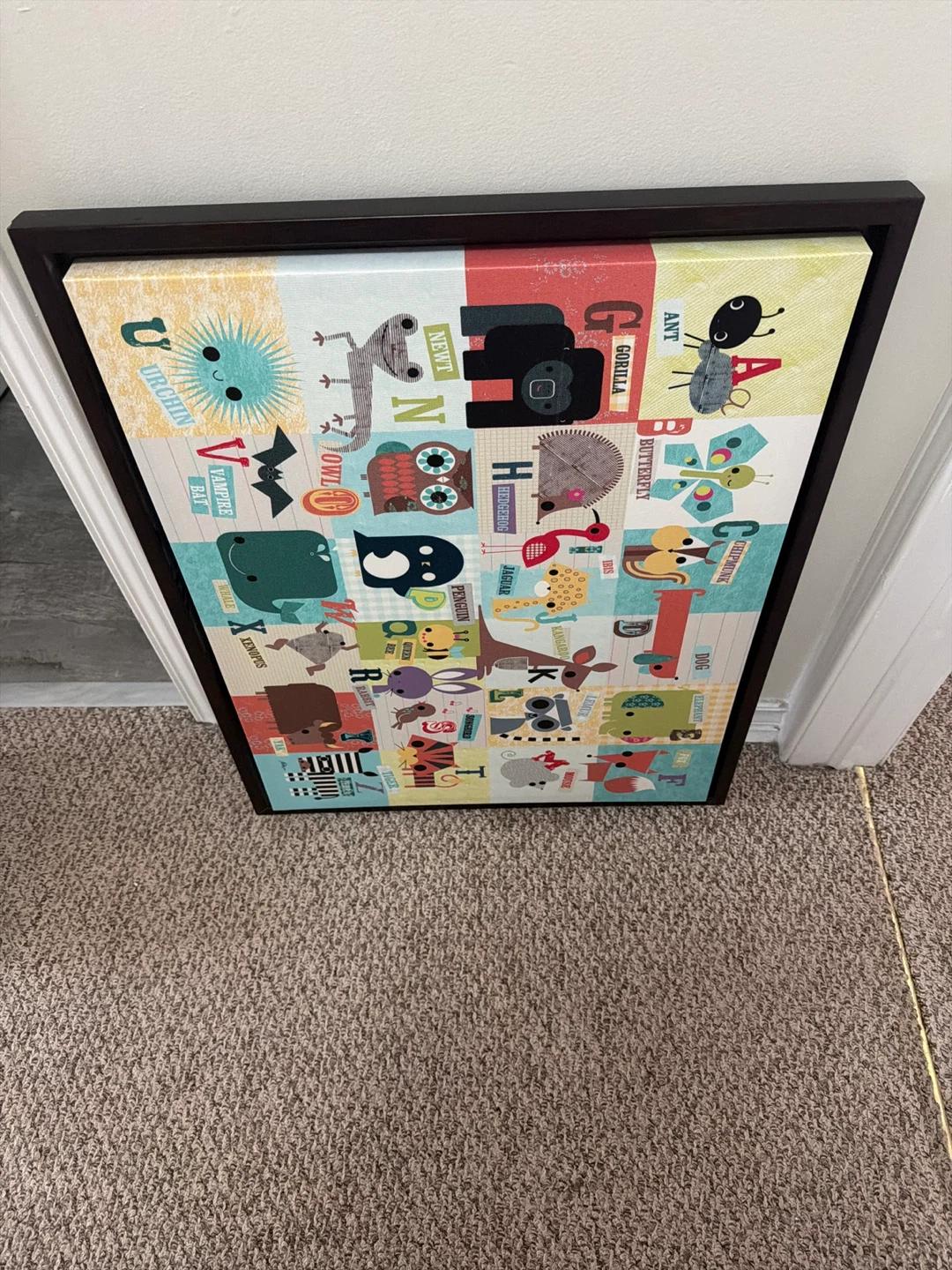 Framed Alphabet Animal Canvas Art Print
