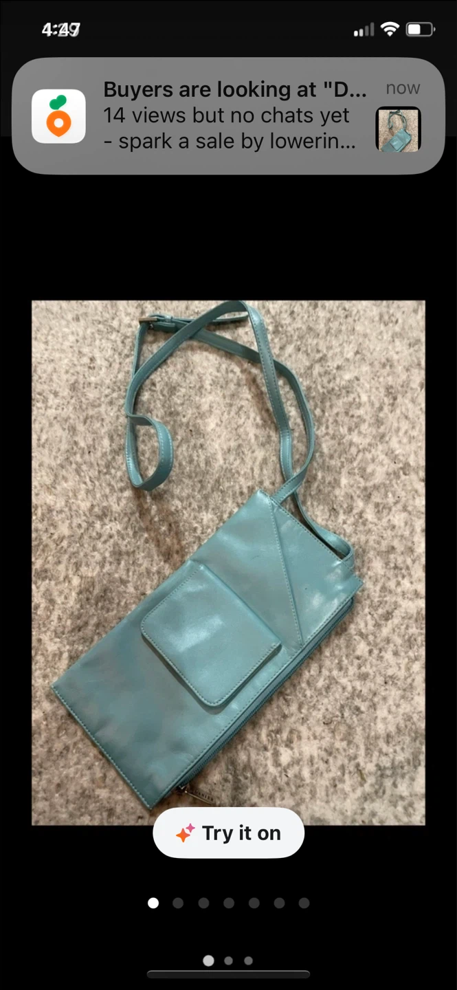 Light Blue Leather Crossbody Bag