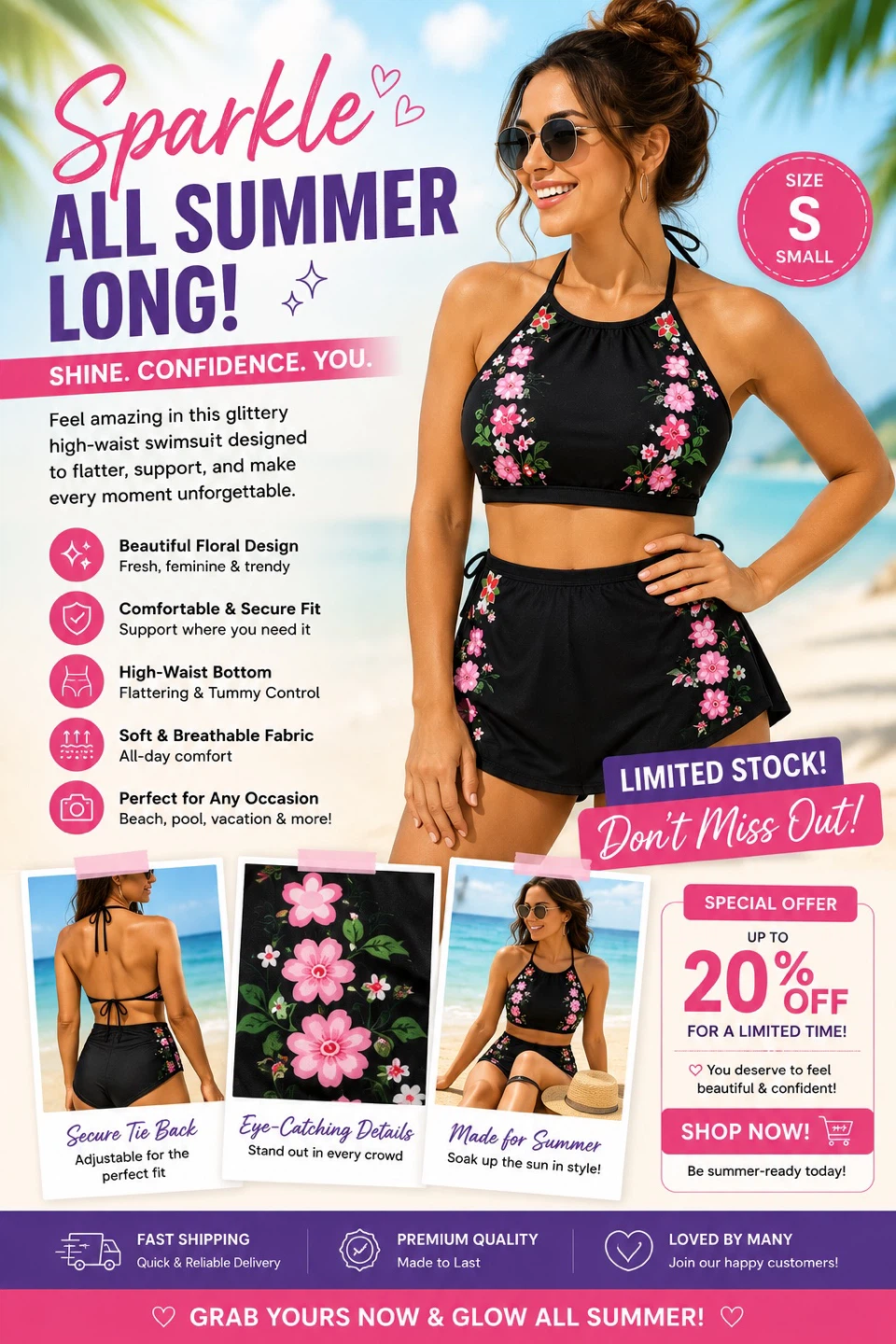 Women's Floral Print High Waist Bikini Swimsuit - photo 2