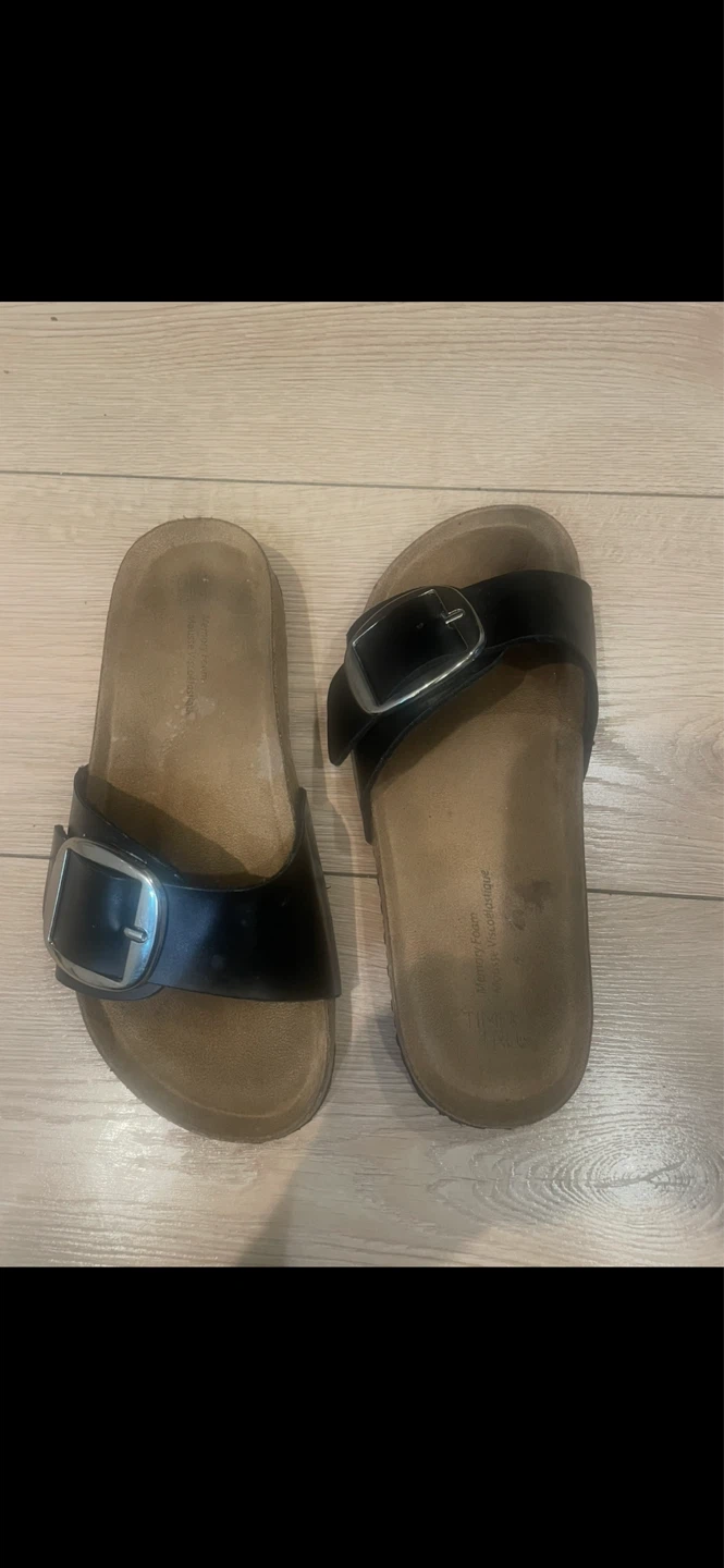 Black Slides Sandals with Buckle - Women's Size 7 - photo 2