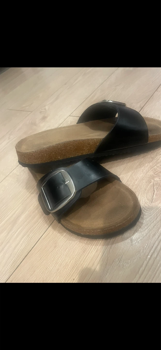 Black Slides Sandals with Buckle - Women's Size 7 - photo 3