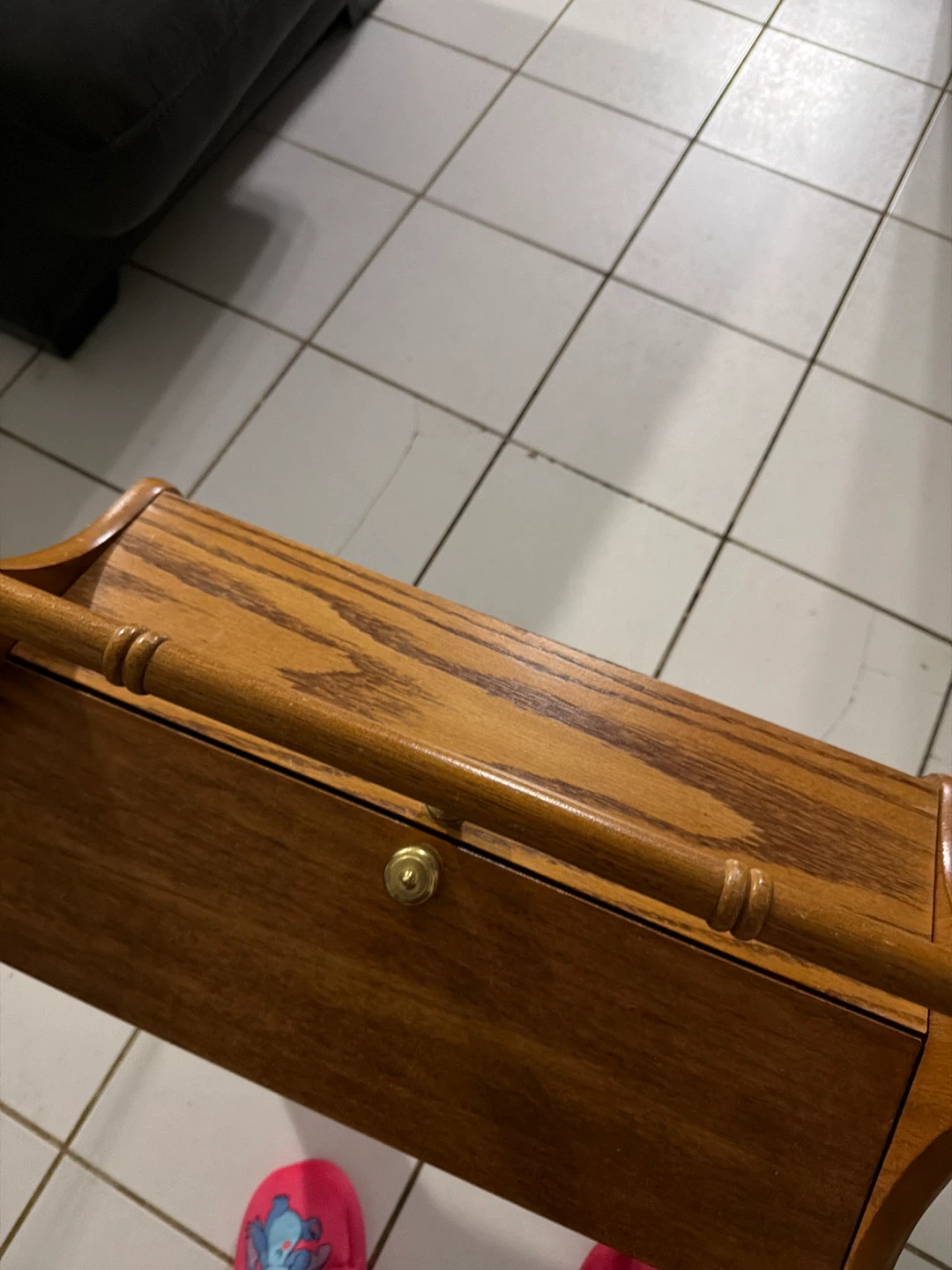Vintage Wooden Magazine Rack with Cane Panel - photo 3