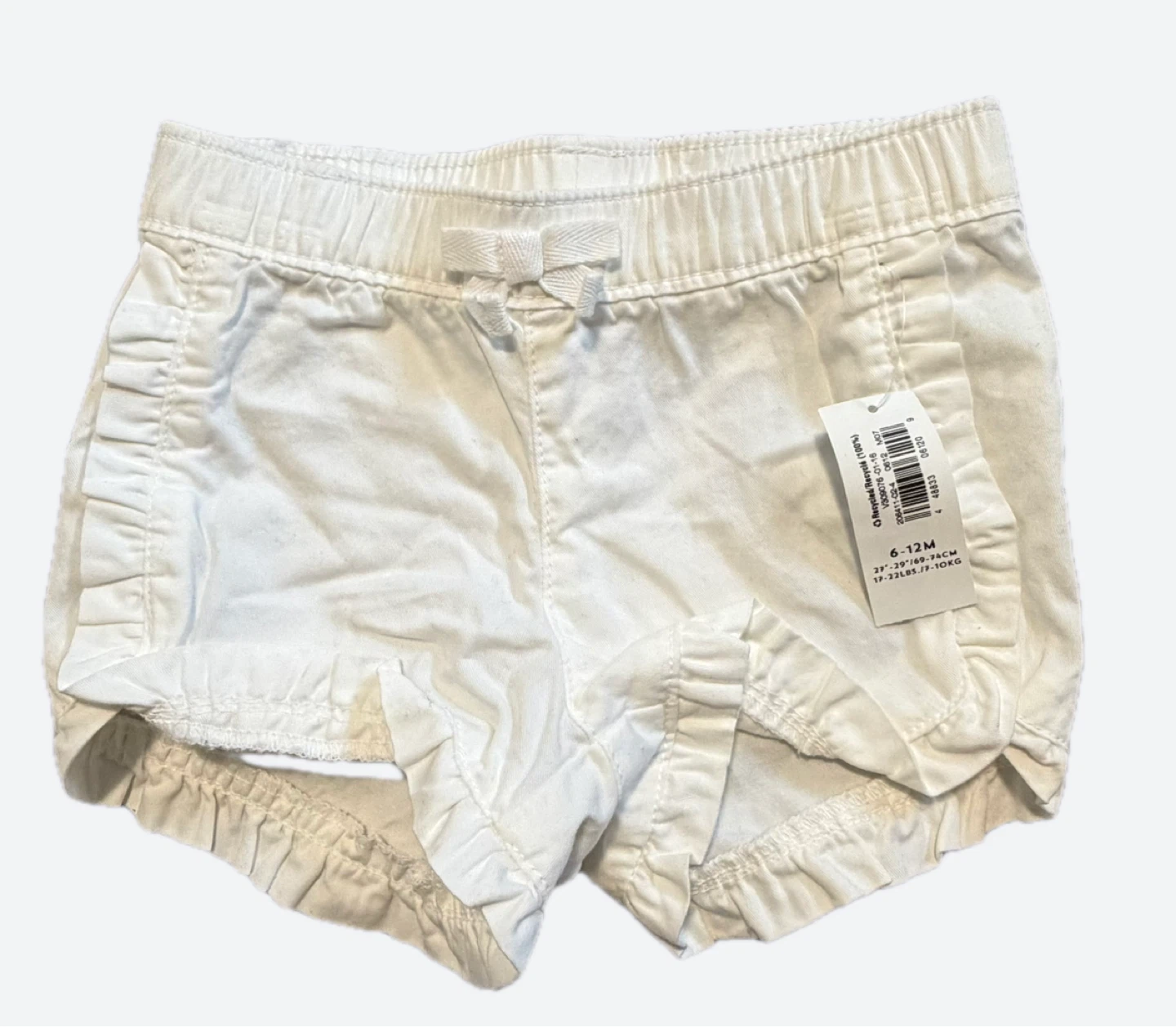 Baby Girl's White Shorts 6-12M
