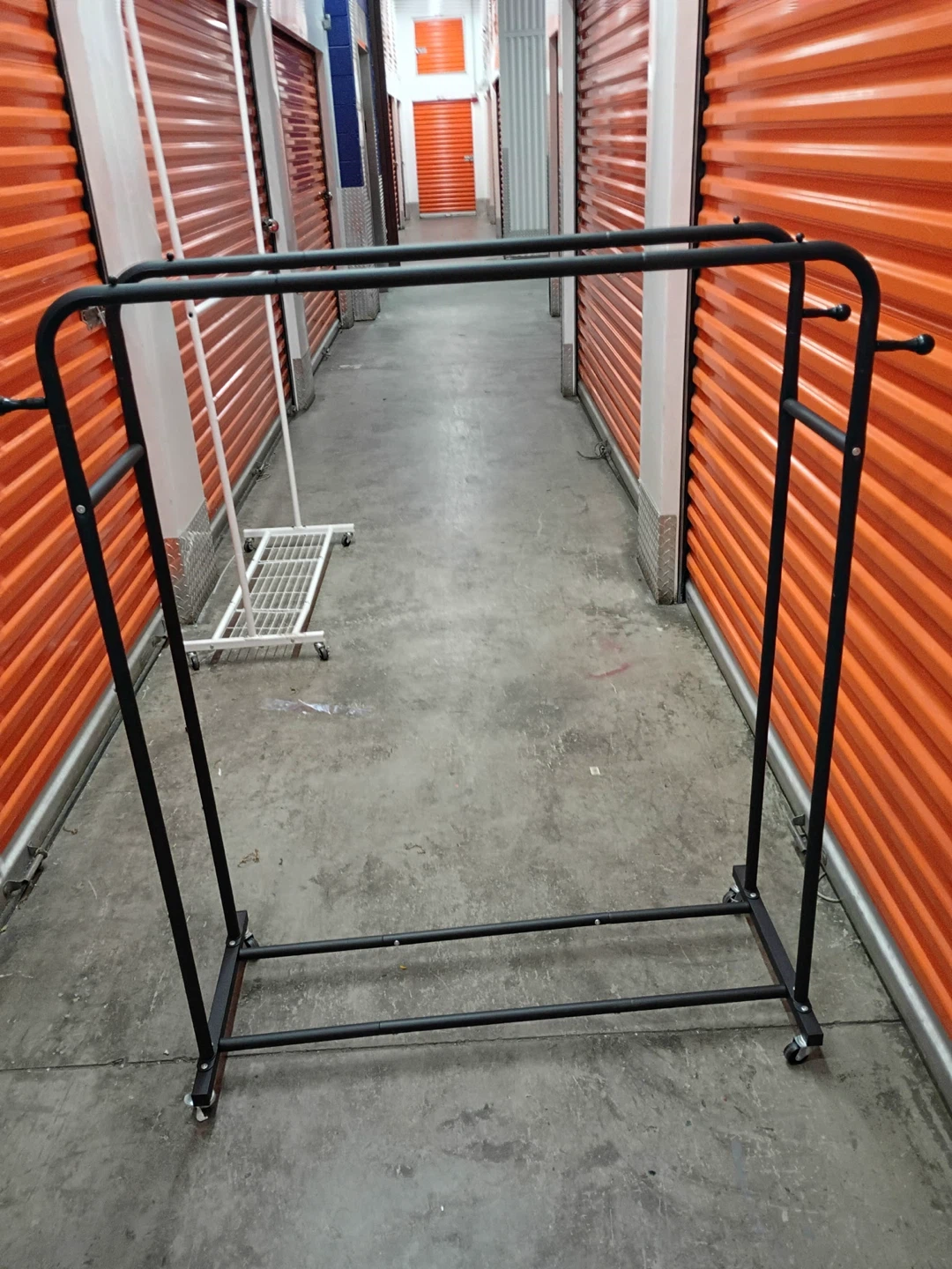 Black Double Bar Garment Rack on Wheels
