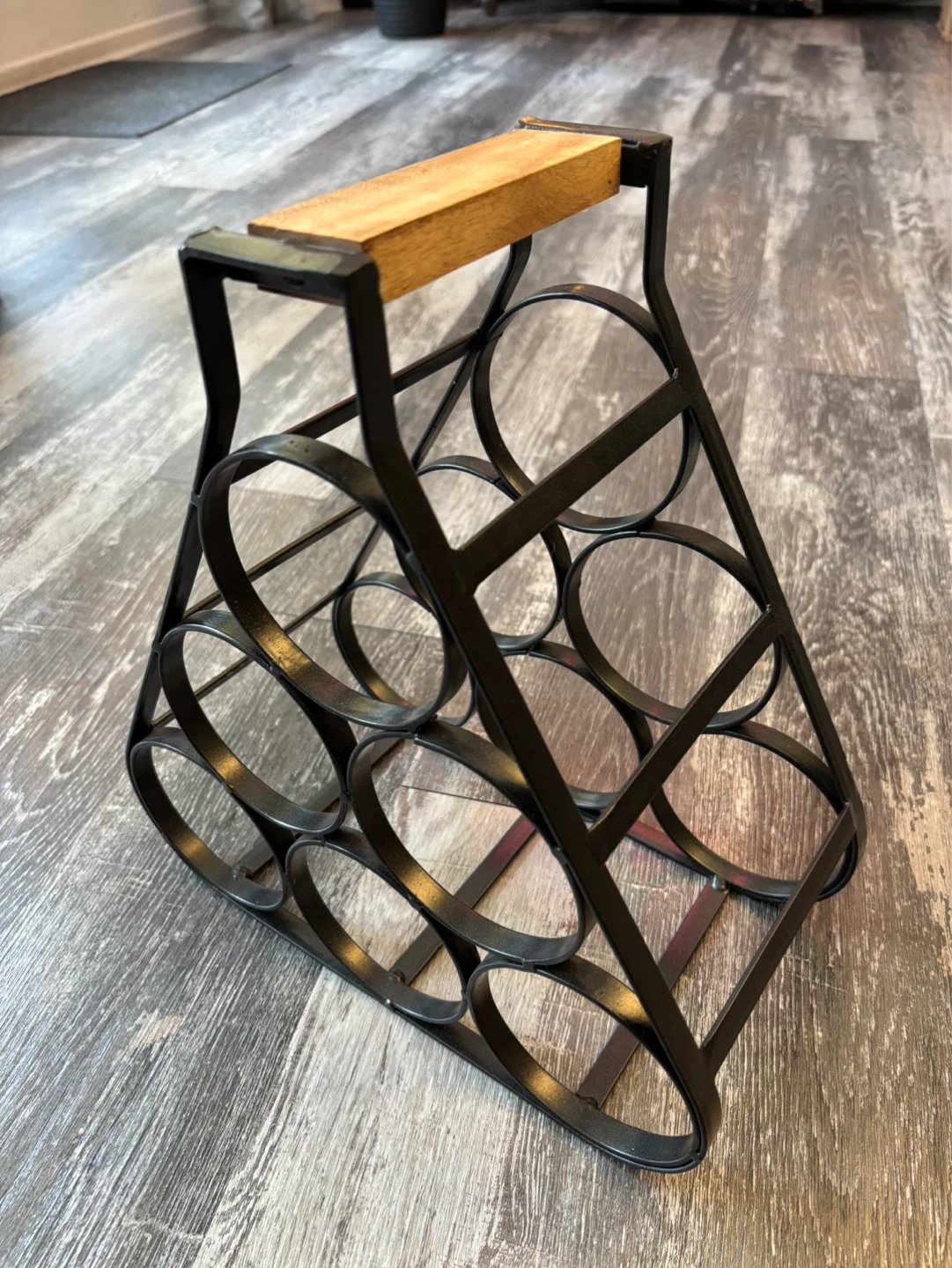 6 Bottle Wine Rack with Wood Handle
